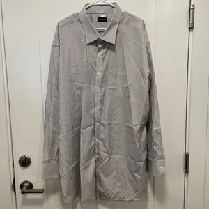 Proper Cloth Mens Grey White Striped Long Sleeve‎ Button Down Dress Shirt